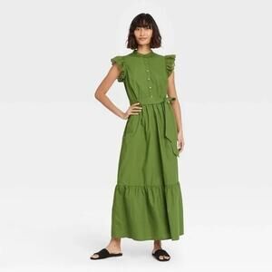 Who What Wear 100% Cotton Green Maxi Dress -‎ Size:XS